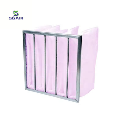 Filtro a tasca di fibra di vetro a grande flusso d'aria Area di filtraggio efficace ampia