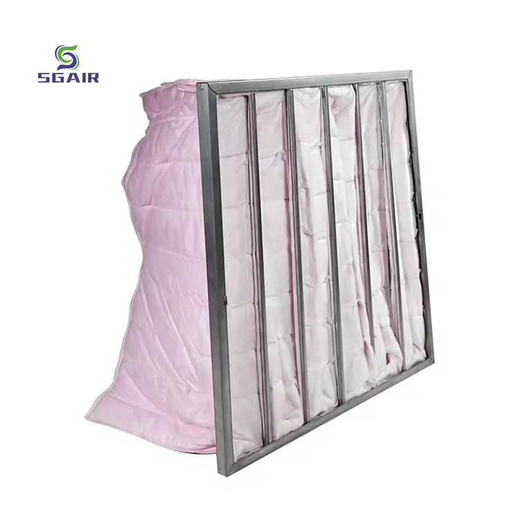 Filtro d'aria di tasca a telaio galvanizzato con efficienza di filtrazione da 1 a 5 μM per AHU